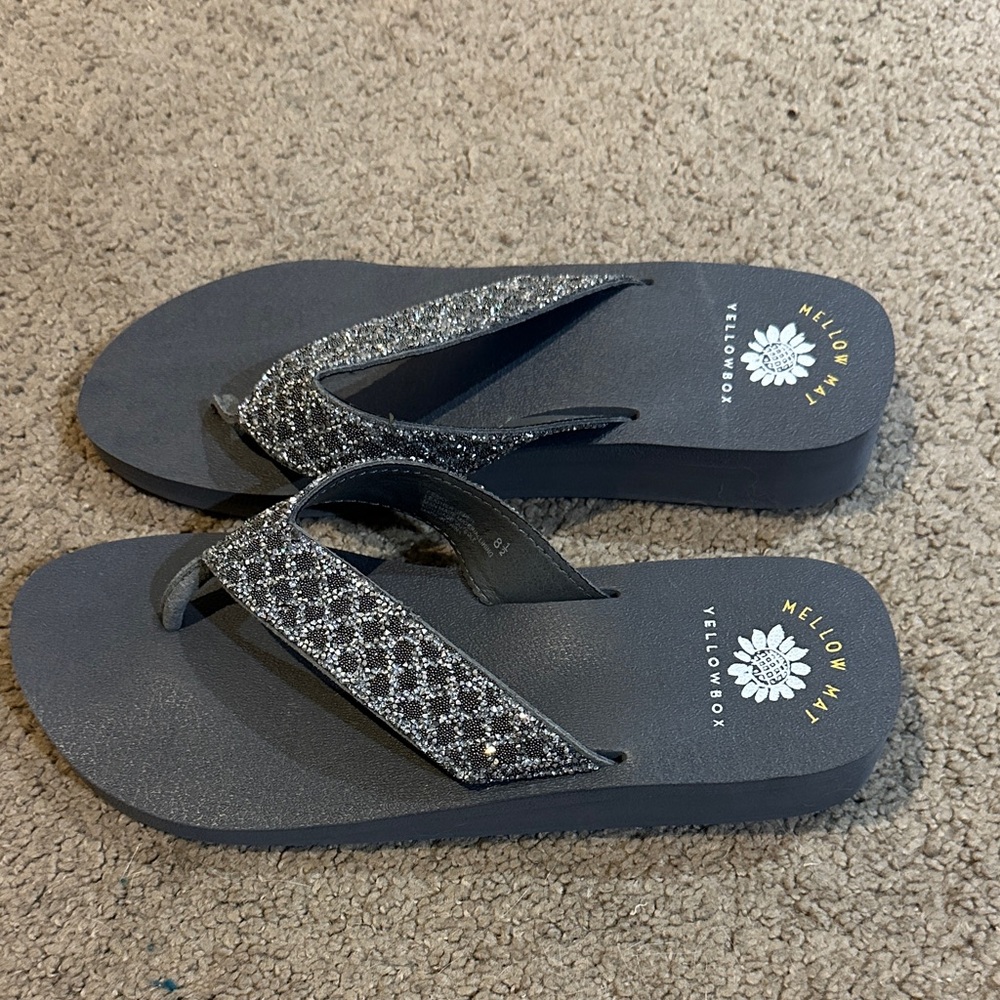 Yellow Box Sparkling Black Flip Flops